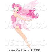 Vector of Pink Fairy Flying with Her Legs and Arms Stretched Behind by Pushkin
