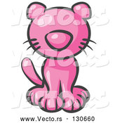 Vector of Pink Kitty Cat Looking Curiously at the Viewer by Leo Blanchette