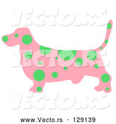 Vector of Pink Profiled Basset Hound Dog with Green Spots by Prawny