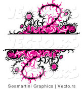 Vector of Pink Thistle Vines and Flowers with Blank Copy Space Background by Vector Tradition SM
