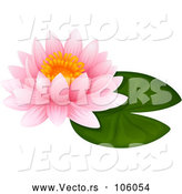 Vector of Pink Water Lily Lotus over a Green Pad by Graphics RF