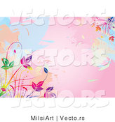 Vector of Pink Watercolors Background with Colorful Vines by MilsiArt