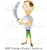 Vector of Pirate Holding Sharp Sword by BNP Design Studio