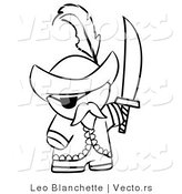 Vector of Pirate with a Sword - Coloring Page Outlined Art by Leo Blanchette