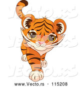 Vector of Playful Tiger Cub Walking by Pushkin