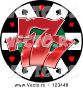 Vector of Poker Chip with Three Lucky Number Sevens by Vector Tradition SM