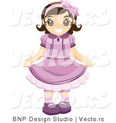 Vector of Polite Girl Wearing Purple Dress by BNP Design Studio