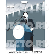 Vector of Politician Speaking at a Podium in Blue Tones by David Rey