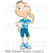 Vector of Pondering Boy Looking up While Thinking by BNP Design Studio