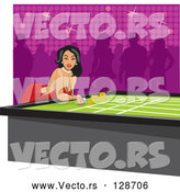 Vector of Pretty Young Hispanic Lady Bending over a Table and Gambling in a Casino by David Rey