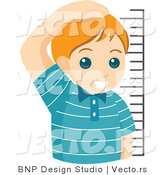 Vector of Proud Young Boy Measuring His Height by BNP Design Studio
