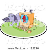 Vector of Purple Dog Taking a Leak on a Computer by Jtoons