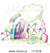 Vector of Rainbow, Clouds, DNA Strand, and Science Equipment Books by BNP Design Studio