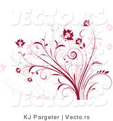 Vector of Red and Pink Floral Vines - Digital Background Design Element by KJ Pargeter