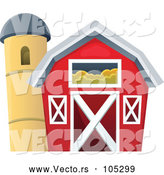 Vector of Red Barn Beside Silo by Visekart
