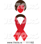 Vector of Red Children HIV Awareness Ribbon with a Lady's Head by ColorMagic