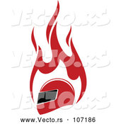 Vector of Red Racing Helmet and Flames by Vector Tradition SM