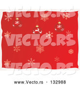 Vector of Reindeer and Snowflake Christmas Ornaments over a Red Snowflake Background by Rasmussen Images