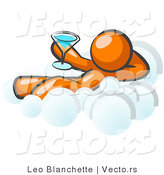 Vector of Relaxed Orange Guy Drinking a Martini and Kicking Back on Cloud Nine by Leo Blanchette