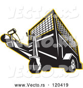 Vector of Retro Black and White Trailer Outlined in Yellow by Patrimonio