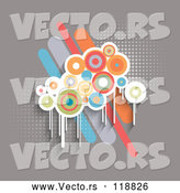 Vector of Retro Circles over Bars on Gray with Halftone Background by KJ Pargeter