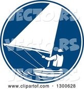 Vector of Retro Guy Sailing in a Blue and White Circle by Patrimonio