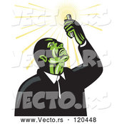 Vector of Retro Mad Scientist Looking up at a Test Tube by Patrimonio