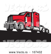 Vector of Retro Red Big Rig Truck by Patrimonio