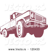 Vector of Retro Red Pickup Truck from the Low Front by Patrimonio