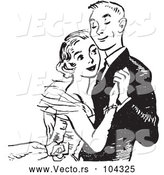 Vector of Retro Teenage Couple Dancing at High School Prom in Black and White by Picsburg