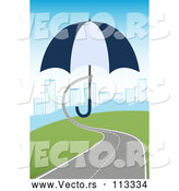 Vector of Roadway Turning into a Hand Holding an Umbrella over a City by Vectorace