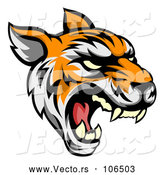 Vector of Roaring Vicious Tiger Mascot Face by AtStockIllustration