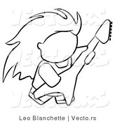 Vector of Rock Guitarist Person - Coloring Page Outlined Art by Leo Blanchette