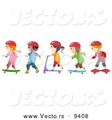 Vector of Roller Blading Scooter and Skateboarding Children by BNP Design Studio