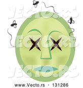 Vector of Rotting Dead Emoticon Face Surrounded by Swarming Flies by AtStockIllustration
