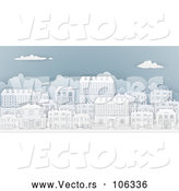 Vector of Row of Paper Cut Styled Georgian or Victorian Houses in a Neighborhood, on Blue by AtStockIllustration