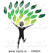 Vector of Running Person with Green Leaves by ColorMagic