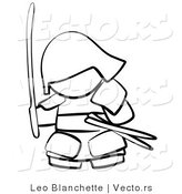 Vector of Samurai with Weapons - Coloring Page Outlined Art by Leo Blanchette