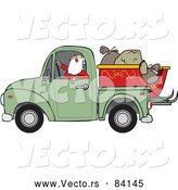 Vector of Santa Claus Driving Pickup with Sleigh by Djart