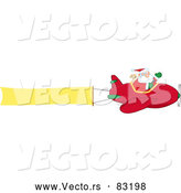 Vector of Santa Claus Waving While Flying Plane with a Blank Banner by Hit Toon