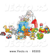 Vector of Santa Putting Toys in a Sack by Alex Bannykh