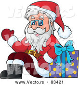 Vector of Santa Waving Hello with Present by Visekart