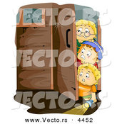 Vector of Scared Halloween Cartoon Boys Walking into a Spooky Haunted House by BNP Design Studio