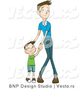 Vector of Scared Son and Father Holding Hands by BNP Design Studio