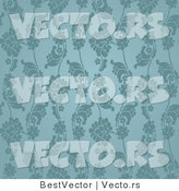 Vector of Seamless Blue Green Floral Pattern Background by BestVector