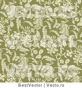 Vector of Seamless Green Floral Pattern Background by BestVector