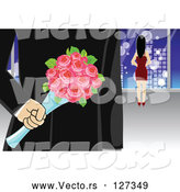 Vector of Secretive Gentleman with Surprise Roses Behind His Back While Walking Towards a Lady by Mayawizard101