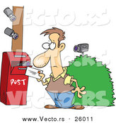 Vector of Security Cameras Focused on a Man Putting a Letter in a Mail Box by Toonaday