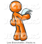 Vector of Serious Orange Guy Reading Papers and Documents by Leo Blanchette