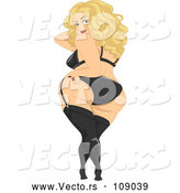 Vector of Sexy Blond White Chubby Lady Posing in Lingerie and Looking Back by BNP Design Studio